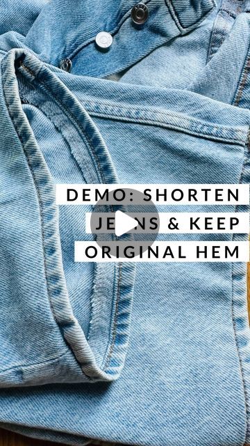 Kate Ng on Instagram: "Had to shorten RTW jeans but I wanted to keep the original hem because the topstitching is nice! When it comes to blue denim, I’m buying - sometimes I find things second hand (then no need to break them in!), sometimes new ... ultimately I have the brands I like and guess what, they sew jeans way better than I do and have denim wash colours that I like.

Having said that, still feels pretty good to use sewing skills to adjust a bit here and there that I want :-) and a length alteration is not hard.

Ps. my chambray shirt is @paper_theory Olya I made in 2022 and still wear and show here with regularity! A button-down is not an item I’ll ever buy RTW again.

#SewingTutorial #MeMadeMay2024 #ClothingAlterations #SewingTechniques #SewingReels #SewingDenim #MeMadeMay #Crea How To Shorten Denim Jeans, How To Shorten Jeans Without Sewing, Adjust Jeans Length, Shorten Jeans No Sew, How To Shorten Jeans Using Original Hem, How To Shorten Jeans, Shorten Jeans With Original Hem, Shorten Pants Original Hem, Hem Jeans Sewing Hack