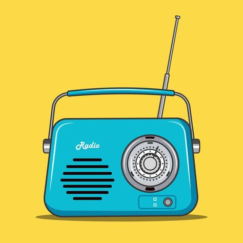 Music Radio, Yellow Background, Premium Vector, Vector Illustration, Media, Yellow, Music