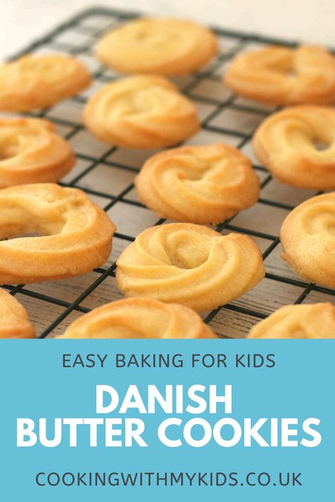 Danish butter cookies recipe | Cooking with my kids Danish Butter Cookies Recipe, Easy Baking For Kids, Butter Cookie Recipe Easy, Danish Cookies, Butter Cookies Easy, Danish Butter Cookies, Dessert Recipes For Kids, Cookies Easy, Biscuits Easy