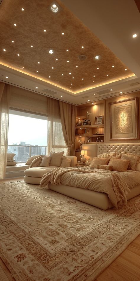 Nice Beds For Couples, Big Cozy Bedroom Aesthetic, Luxury Couple Bedroom, Luxury Bedroom Master With Balcony, Dream Bedroom Master Romantic, Big Luxury Bedroom, California King Bedroom Ideas, Bedroom Ideas Luxury Modern, Luxurious Bedrooms Master Romantic