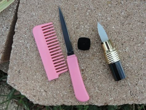 Knife Jewelry Hidden, Knife Lipstick, Jeffry Star, Comb Knife, Lipstick Knife, Knife Aesthetic, Cool Pocket Knives, Cerave Moisturizing Cream, Louis Bag