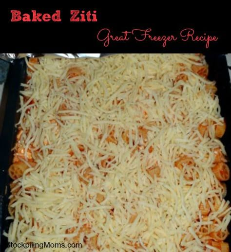 Baked Ziti is a great FREEZER MEAL recipe! Freezer Baked Ziti, Baked Ziti With Italian Sausage, Recipes Freezer Meals, Crock Pot Freezer Meals, Freezer Meal Recipes, Easy Baked Ziti, Freezer Cooking Recipes, Make Ahead Freezer Meals, Cooking Photos