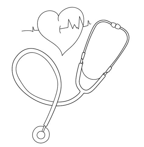 Premium Vector | Doctor stethoscope line art illustration Doctor Dream Drawing, Drawing Ideas Doctor, Doctor Stethoscope Drawing, Doctor Related Drawings, Cute Doctor Drawing, How To Draw A Doctor, Doctor Sketch Drawings, Stethoscope Painting, Doctor Line Art