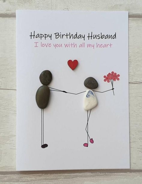 Handmade birthday pebble art card for husband unique funny | Etsy #birthday #birthday #sister Birthday Pebble Art, Handmade Gifts For Husband, Birthday Card For Husband, Birthday Husband, Happy Birthday Husband, Card For Husband, Husband Card, Husband Birthday Card, Handmade Birthday Gifts