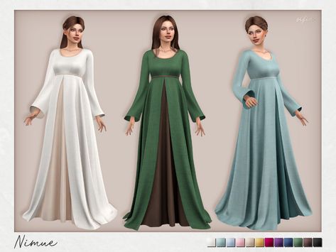 Sims 4 Medieval, Dana Dress, Sims Medieval, Laura Dresses, Royal Clothes, Medieval Gown, Viking Dress, Medieval Clothes, Sims 4 Dresses