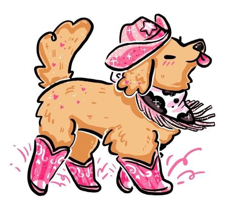 Barbie Cowgirl, Cow Drawing, Colorful Stickers, Dessin Adorable, Dog Illustration, Dog Drawing, Cute Animal Drawings, Art Inspiration Drawing, Cute Doodles