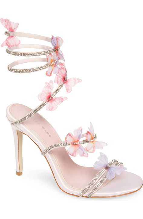 AZALEA WANG Aryana Rhinestone Ankle Wrap Sandal (Women) | Nordstrom Pretty Heels, Statement Sandals, Cute Shoes Heels, Azalea Wang, Ankle Wrap Sandals, Fancy Shoes, Cute Heels, Wrap Sandals, Strap Sandals Women