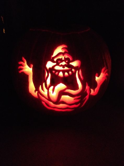 Frankenstein Pumpkin Carving Ideas, Beetlejuice Pumpkin Carving Ideas, Ghostbusters Pumpkin Carving, Slimer Pumpkin, Ghostbusters Pumpkin, Halloween Pumpkins Carvings Designs, Pumpkin Inspo, Frankenstein Pumpkin, Pumpkin Idea