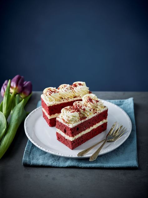 A selection of ten Patisserie Valerie seasonal spring individual slices including Red Velvet, Ruby Chocolate and Tiramisu. Now available to be enjoyed at home or as a gift via our premier delivery service. Slices are subject to availability and will be substituted if a slice is out of stock. Ingredients and allergens are listed below. Cake Photography Ideas At Home, Individual Cake Slices, Slice Of Cake Photography, Slice Cake Photography, Cake Slice Photography, Red Velvet Pastry, Red Velvet Cake Slice, Patisserie Valerie, Boozy Baking