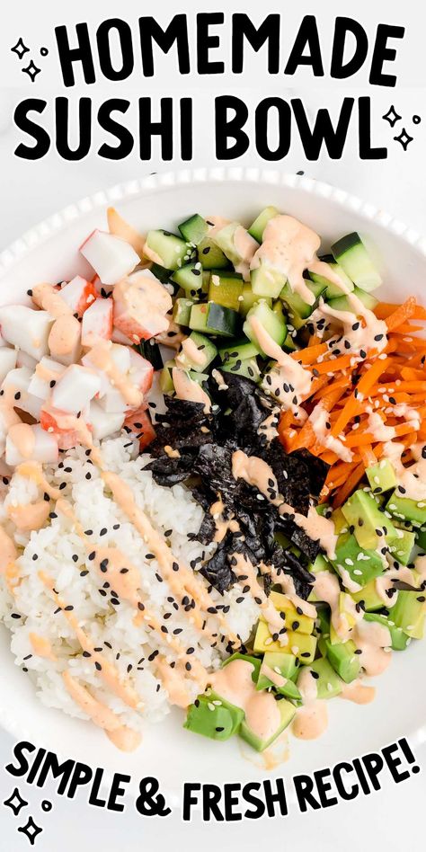 Rice For Sushi Bowl, Crab Sushi Bowl Recipe, Sushi Bowl Sauce Recipe, Sushi Bowls Easy, Sushi Bowl Healthy, Recipes Sushi, Healthy 2024, Korean Bowl, Sushi Bowl Recipe