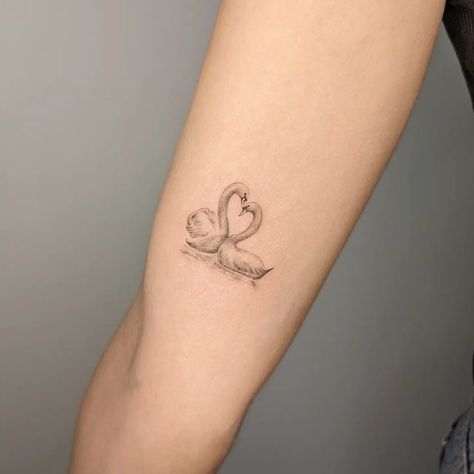 Year Tattoo Number Dainty, Swan Couple Tattoo, Thank You Tattoo, Cute Feminine Tattoos, Swans Tattoo, Little Women Tattoo, Soft Tattoo Aesthetic, Cute Little Tattoos For Women, Small Detailed Tattoos