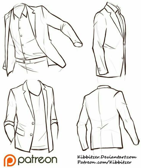 How to Draw a Suit/Jacket; How to Draw Manga/Anime                                                                                                                                                                                 More Jackets Reference, Suit Drawing, Jacket Drawing, Computer Drawing, Reference Sheet, Harry Potter Anime, 캐릭터 드로잉, Poses References, Drawing Clothes