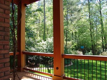 Porch Railings Design Ideas, Pictures, Remodel, and Decor Back Patio Steps, Craftsman Porch Railing, Front Porch Railing Ideas, Front Porch Rustic, Rustic Deck, Porch Railing Designs, Farmers Porch, Craftsman Porch, Front Porch Railings