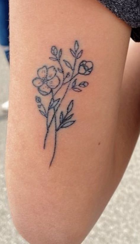 Stick And Poke Flower Tattoo, Flower Stick N Poke, Stick And Poke Tattoo Flower, Stick And Poke Sleeve, Flower Stick And Poke, Lilac Tattoo, Violet Tattoo, Stick Poke Tattoo, Stick And Poke Tattoo