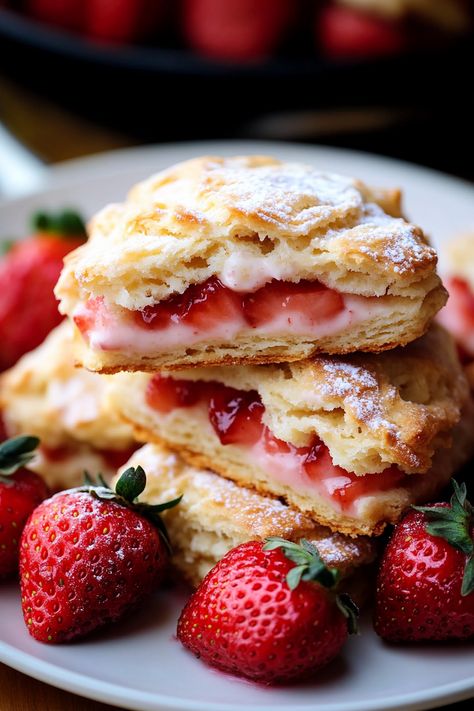 Strawberry Cream Scones Dessert Scones, Strawberry Scones Recipe, Perfect Scones, Chocolate And Raspberry Tart, Baking Scones, Strawberry Scones, Scone Recipes, Scones Recipe Easy, Cream Scones