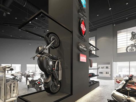 Motorbike Showroom, Motorcycle Showroom Interior, Motorcycle Showroom Design, Automotive Showroom, Motorcycle Store, Motorcycle Museum, Industrial Office Design, Motorcycle Shop, Showroom Interior Design