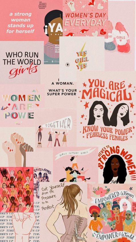 Women Empowerment Poster, Magical Women, Collage Board, Girl Empowerment, Girls Support Girls, Whatsapp Wallpaper, Feminist Quotes, Paper Background Texture, Womens History Month