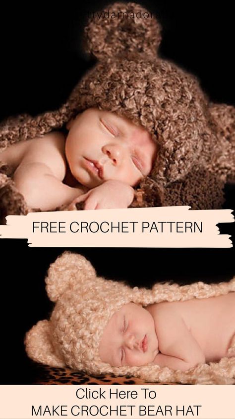 Embrace the coziness with this FREE crochet baby bear hat pattern! 🍼🧶 Crafted with super bulky yarn, this adorable accessory is not only irresistibly cute but also super fast to make – perfect for beginner crocheters! 🌈✨ Transform yarn into a snuggly masterpiece in no time, ensuring your little one stays warm and stylish all season long. Crochet Baby Bear Hat Pattern, Crocheted Bear Hat, Crochet Newborn Hat Pattern, Crochet Bear Hat Pattern, Fast Crochet Patterns, Fast Crochet Projects, Crochet Patterns For Men, Crochet Baby Hat Pattern, Bear Hat Pattern