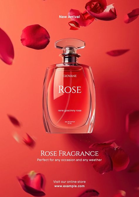 Rose fragrance poster template | premium image by rawpixel.com / north Perfume Poster Design Ideas, Cosmetics Poster, Perfume Poster, Perfume Red, Rose Flower Png, Perfume Adverts, Flyer Design Layout, Rose Perfume, Red Rose Flower