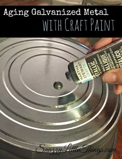 diy aging galvanized metal with craft paint, crafts, how to Paint Galvanized Metal, Painting Galvanized Metal, What To Paint, Metal Art Techniques, Painting Metal, Aging Metal, Martha Stewart Crafts, Metal Working Projects, Craft Paint