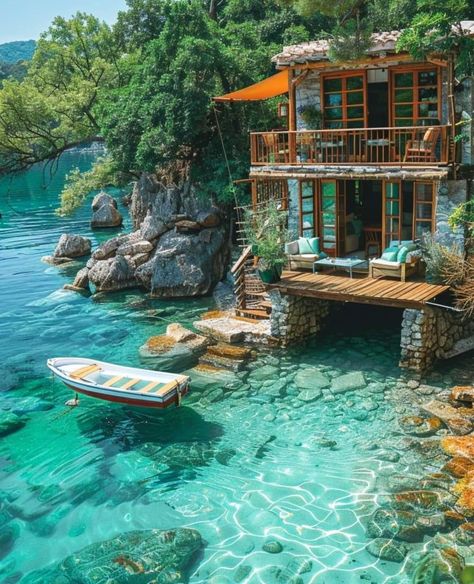 Mermaid House, Dream House Aesthetic, Natural Swimming Ponds, Stunning Scenery, Diy Swimming Pool, Backyard Beach, Dream Life House, Dream Beach Houses, Luxury Cottage