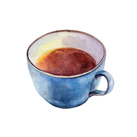 Watercolor Art Coffee Cup, Teapot Watercolor Painting, Cup Of Tea Watercolor, Cup Of Coffee Watercolor, Coffee Mug Watercolor, Tea Watercolor Painting, Tea Cup Watercolor Painting, Lukisan Ideas, Cup Drawing Art