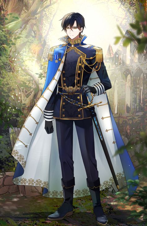 Prince Royal Outfit, Anime Prince Outfit Design, Prince Fantasy Outfit, Prince Dress For Men, Fantasy Prince Outfit Design, Fantasy Royalty Clothes, Outfit Kerajaan, Prince Anime Boy, Anime Royalty Outfits