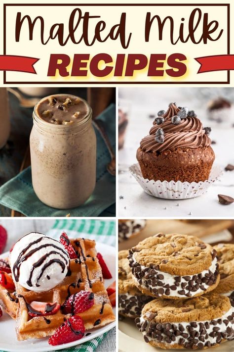 Mad for malted milk? These malted milk recipes got you covered. From shakes and cakes to pies and pudding, these sweets will have your mouth drooling! Malted Milk Recipes, Malted Milk Cake, Whopper Cake, Chocolate Malt Cake, Malt Recipe, Milk Chocolate Cake, Butter Shortbread Cookies, Chocolate Ganache Tart, Crispy Chocolate Chip Cookies