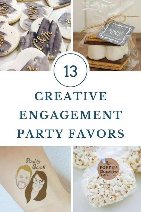 From customized wine glasses to s'mores kits, delight your guests with adorable engagement party favors they will be sure to remember forever. Ideas For Engagement Party, Casual Engagement Party, Customized Wine Glasses, Engagement Party Centerpieces, Engagement Party Guest, Small Engagement Party, Fun Engagement Party, Engagement Party Decorations Diy, Engagement Brunch