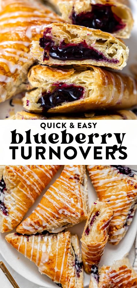 These flaky blueberry turnovers are made with buttery, flaky puff pastry and filled with gooey blueberry filling. They’re perfect quick and easy dessert or sweet breakfast. Easy Pastry Breakfast, Puff Pastry Turnovers, Blueberry Pastries, Winter Pastry Recipes, Easy Breakfast Pastry, Breakfast With Puff Pastry, Puff Pastry Breakfast Ideas, Easy Breakfast Pastry Recipes, Blueberry Puff Pastry Recipes