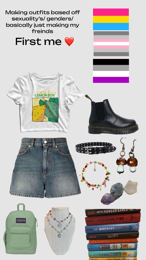 #asexual #pansexual #demigirl Gay Outfit, Alt Fashion, Catching Fire, Mockingjay, Hunger Games, Your Aesthetic, Connect With People, Creative Energy, Fashion Inspo