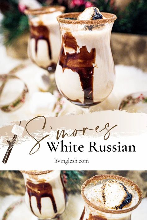 Winter White Russian Food Network, Winter White Russian, White Russian Christmas Drink, White Russian Variations, Holiday White Russian, White Foods For Color Party, Christmas White Russian, White Russian Recipe Baileys, Drinks For Winter