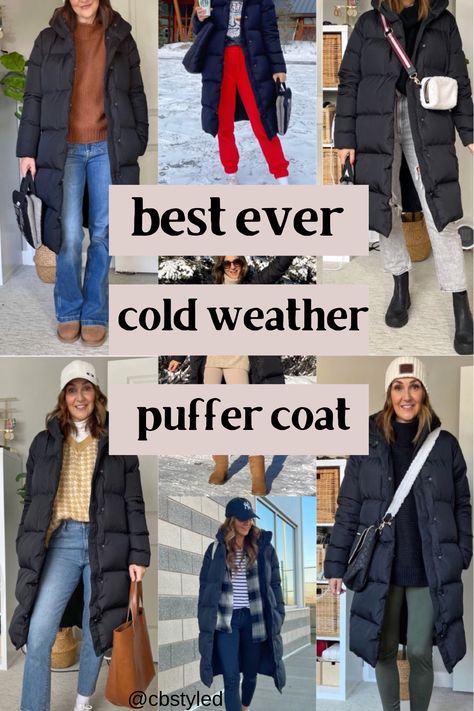 Hunter Boots Winter Outfit Snow, Fall Outfits Puffer Jacket, Womens Long Puffer Coat, Puffy Winter Jacket Outfits, Black Puffer Outfits For Women, Winter Puffer Jacket Outfits Women, Winter Outfit Outdoor, Black Long Puffer Coat Outfit, Black Puffer Coat Outfit Winter