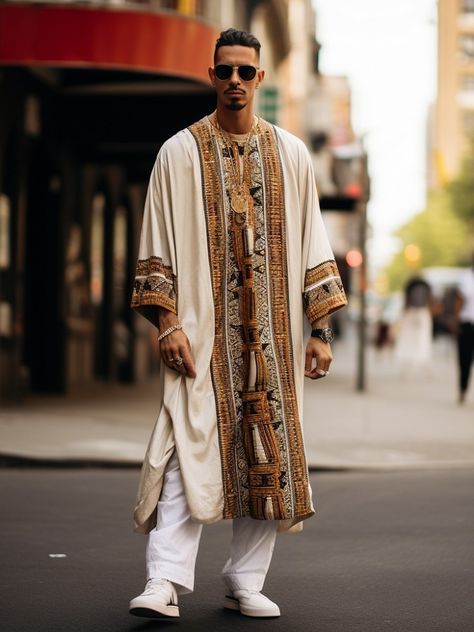 Desert Outfit Men, Moroccan Outfit, Desert Outfit, Agbada Design, Men Kaftan, Moroccan Clothing, Hippie Lifestyle, Kurta Men, Moroccan Fashion