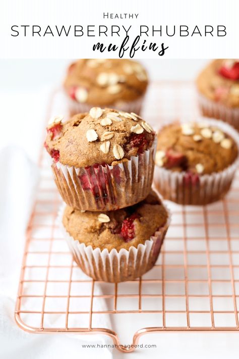 Strawberry Rhubarb Muffins Healthy, Rhubarb Muffins Healthy, Strawberry Rhubarb Muffins, Strawberry Rhubarb Recipes, Rhubarb Scones, Leftover Strawberries, Rhubarb Muffins, Muffins Healthy, Rhubarb Desserts