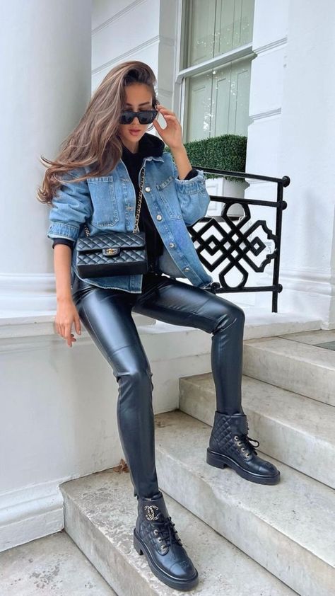 Leather Pants Denim Jacket Outfit, Leather Pants Jean Jacket Outfit, Leather Trousers Outfit, Jean Jacket Outfit, Leather Pants Outfit, Jean Jacket Outfits, Denim Jacket Outfit, Trouser Outfit, Nashville Outfits