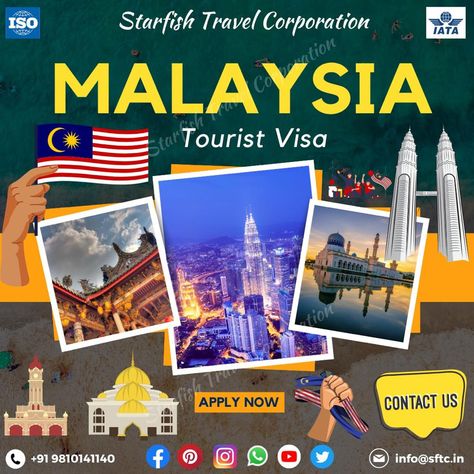 #starfishtravelcorporation #travel #visa #malaysia #kualalumpur #documents #contactus #applynow #traveler #tourist Travel Post, Travel Visa, Kuala Lumpur, How To Apply, Travel, Quick Saves