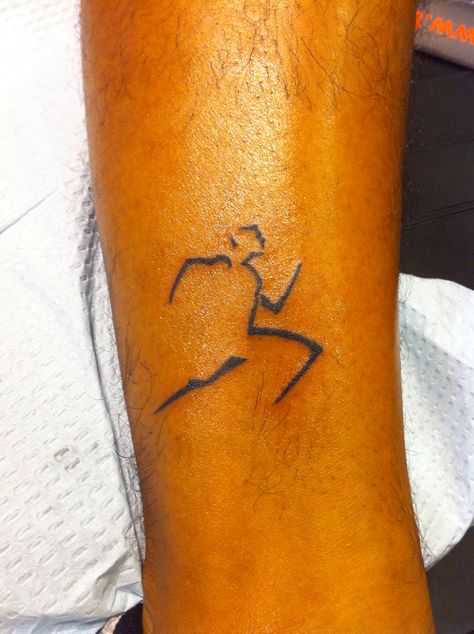 Running man ankle tattoo Small Ankle Tattoo Men, Running Man Tattoo, Runners Tattoo Ideas Running, Running Tattoos, Marathon Tattoo, Runner Tattoo, Tattoos 2022, Running Tattoo, Sport Tattoos