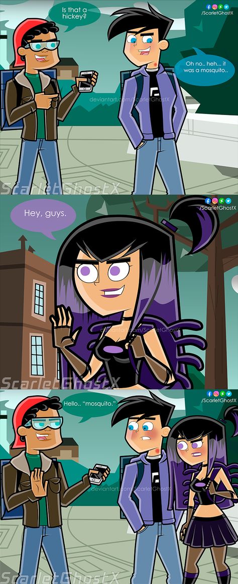 Dany Phantom, Danny Phantom Sam, Danny Phantom Funny, Phantom Comics, Phantom 3, Danny Phantom, Cartoon Crossovers, Old Cartoons, Cute Comics