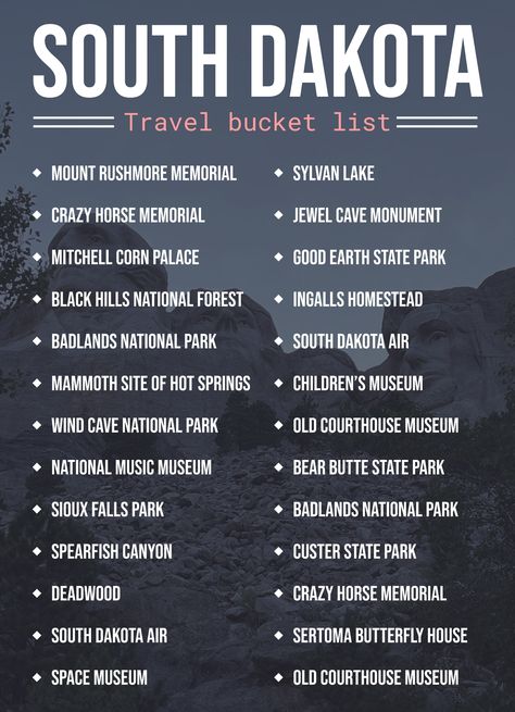 State Bucket List, 50 States Travel, Crazy Horse Memorial, South Dakota Travel, Usa Bucket List, Travel Bucket List Usa, The Paradise, Family Road Trips, Dream Travel Destinations