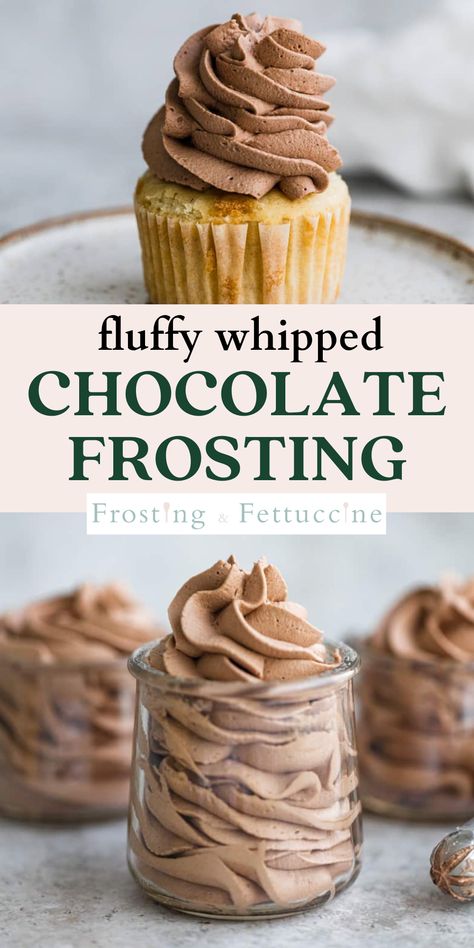 Vanilla Frosting Whipped, Whipped Topping For Cupcakes, Light Brown Chocolate Frosting, Cake Icing Recipe Chocolate, Fluffy Chocolate Frosting Recipe, Light Fluffy Chocolate Frosting, Chocolate Wiped Cream Frosting, Chocolate Whipped Cream Icing, Chocolate Heavy Cream Frosting