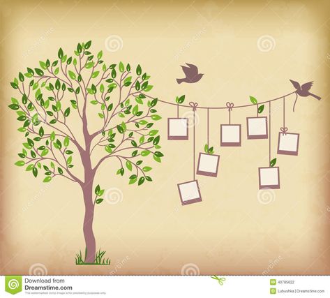 Photo Frame Tree, Family Tree Photo, Vintage Template, Diy Crafts Bookmarks, Waves Icon, Memory Tree, Photo Tree, Tree Wall, Tree Designs