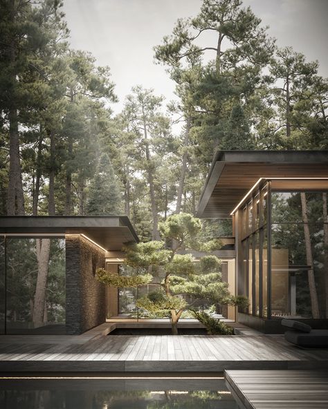 Cove House, Forest Retreat, House Villa, Villa Plan, Boy Aesthetic, Design Exterior, Forest House, Dream House Exterior, House Architecture Design