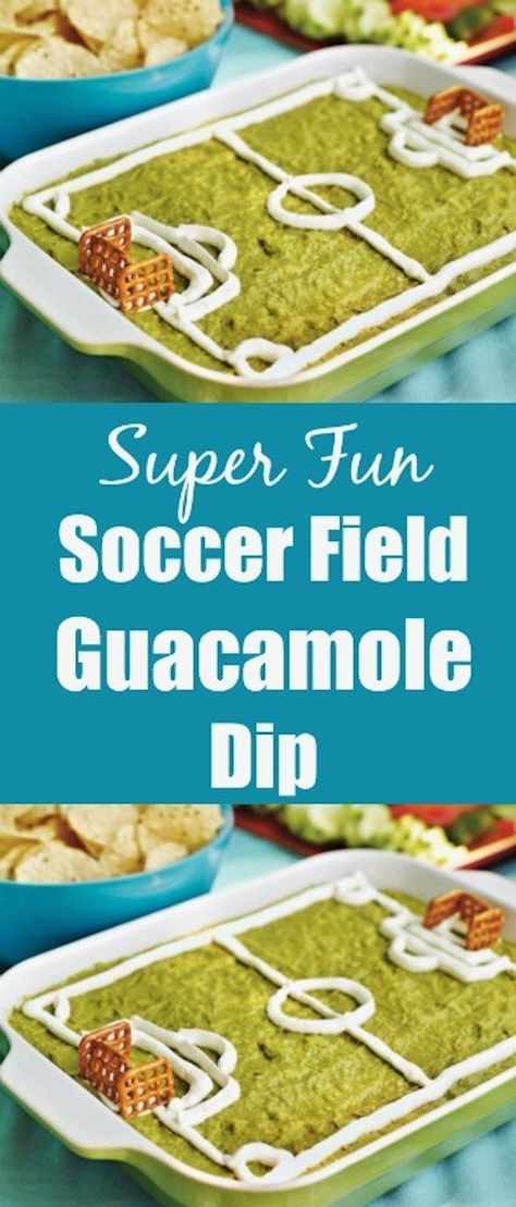 Are you a soccer fan? This Soccer Field Guacamole Dip is such a fantastic appetizer idea to share with friends and family if you love soccer. #guacamole #soccer #appetizer #funfood  via @creativehealthyfamily Soccer Parties, Guacamole Dip, Soccer Fan, Soccer Party, Toddler Food, Natural Parenting, Fun Foods, Recipe Community, Potluck Recipes