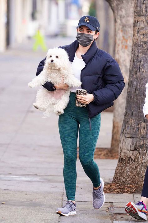 Lucy Hale's teal leggings and puffer coat look for less Teal Leggings Outfit, 2024 Wardrobe, Teal Leggings, Leggings Outfit, Lucy Hale, Celebrity Look, Celebrity Outfits, Athletic Wear, Puffer Coat