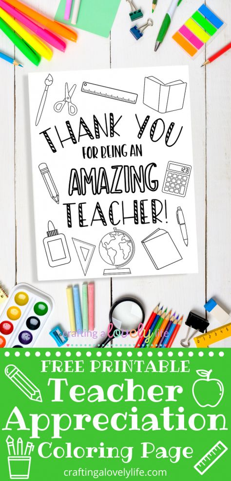 This free printable teacher appreciation coloring page is an awesome way to tell the special teachers in your life how much you appreciate them! This is a free printable so you can print out as many copies as you want for all your teachers! Teacher Appreciation | Teacher Appreciation Week | Teacher Appreciation Crafts for Kids | Teacher Appreciation Crafts | Teacher Appreciation Gifts Teacher Appreciation Coloring Page, Printable Teacher Appreciation Cards, Teacher Appreciation Letter, Teacher Appreciation Crafts, Teacher Appreciation Poster, Free Teacher Appreciation Printables, Teacher Appreciation Diy, Printable Teacher Appreciation, Teacher Appreciation Card