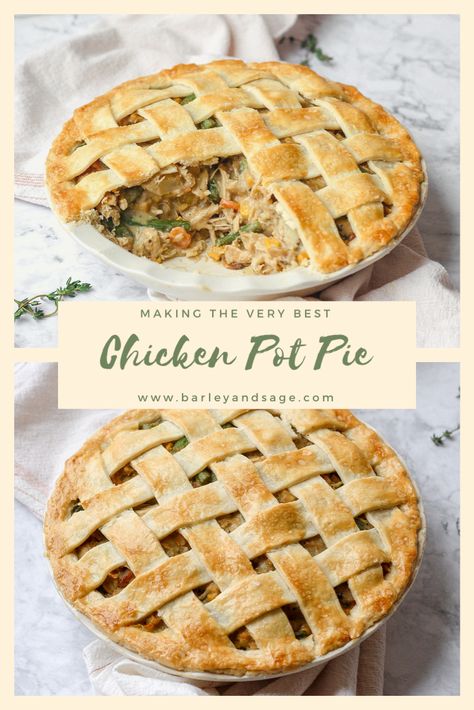 Chicken Pot Pie Recipe From Scratch, Chicken Pot Pie From Scratch, Pot Pie Crust, Chicken Pot Pie Crust, Buttery Flaky Pie Crust, Homemade Sandwich Bread, Best Chicken Pot Pie, Pie From Scratch, Pie Crust Designs