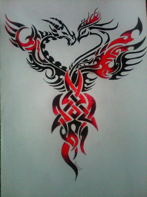 Tattoo Designs Dragon, Phoenix Tattoo Sleeve, Phoenix And Dragon, Phoenix Tattoo For Men, Phoenix Artwork, Phoenix Images, Phoenix Tattoo Design, Dragon Phoenix, Norse Tattoo