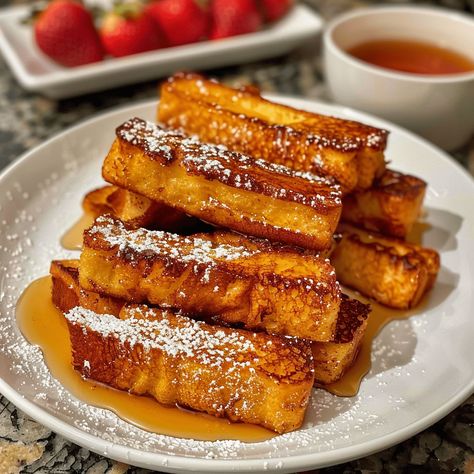 Easy Air Fryer French Toast Sticks: crispy, golden perfection in minutes. Perfect for breakfast or brunch. Air Fry French Toast Sticks, Healthy Air Fryer French Toast, Protein French Toast Sticks, Pineapple French Toast, Homemade French Toast Sticks Air Fryer, French Toast With Regular Bread, French Toast Sticks Recipe, Syrup Labels, French Toast Sticks