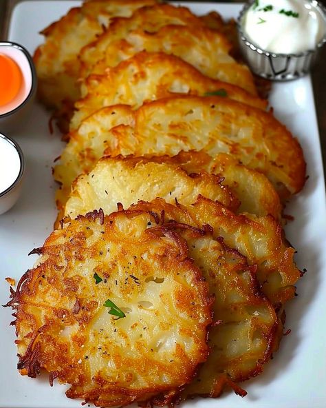 German Potato Pancakes - Easy DIY Recipes Potato Rosti Recipe, Rosti Recipe, Potato Pancakes Easy, German Potato Pancakes, Potatoe Pancake Recipe, Heavenly Recipes, Mini Potatoes, German Potato, Martha Stewart Recipes